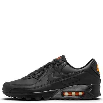 NIKE AIR MAX 90 LEATHER "BLACK SAFETY ORANGE"